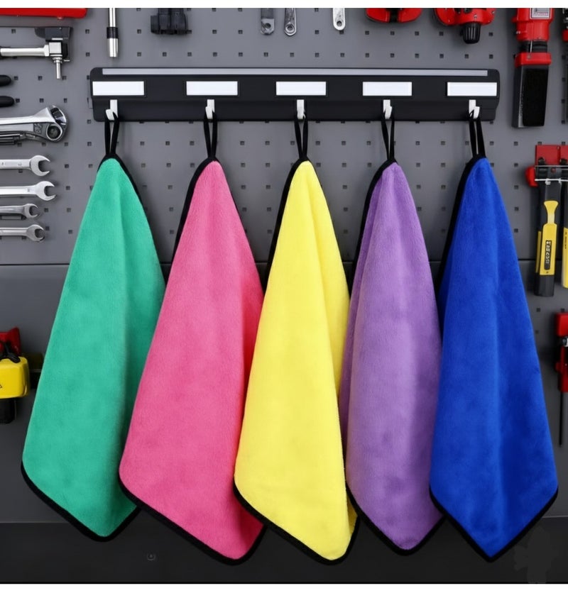 5 قطع من مناشف مايكروفايبر فائقة الامتصاص ، شديدة النعومة ،  لتنظيف السيارات والمطبخ - 30 سم × 30 سم  - مناشف مايكروفايبر  مناشف مطبخ - مناشف سيارات فوط مطبخ - Image 1